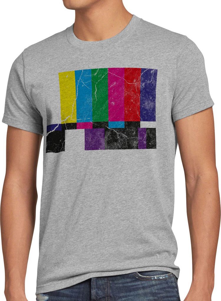 style3 Retro Testbild Herren T-Shirt sheldon, Größe:5XL, Farbe:Grau meliert