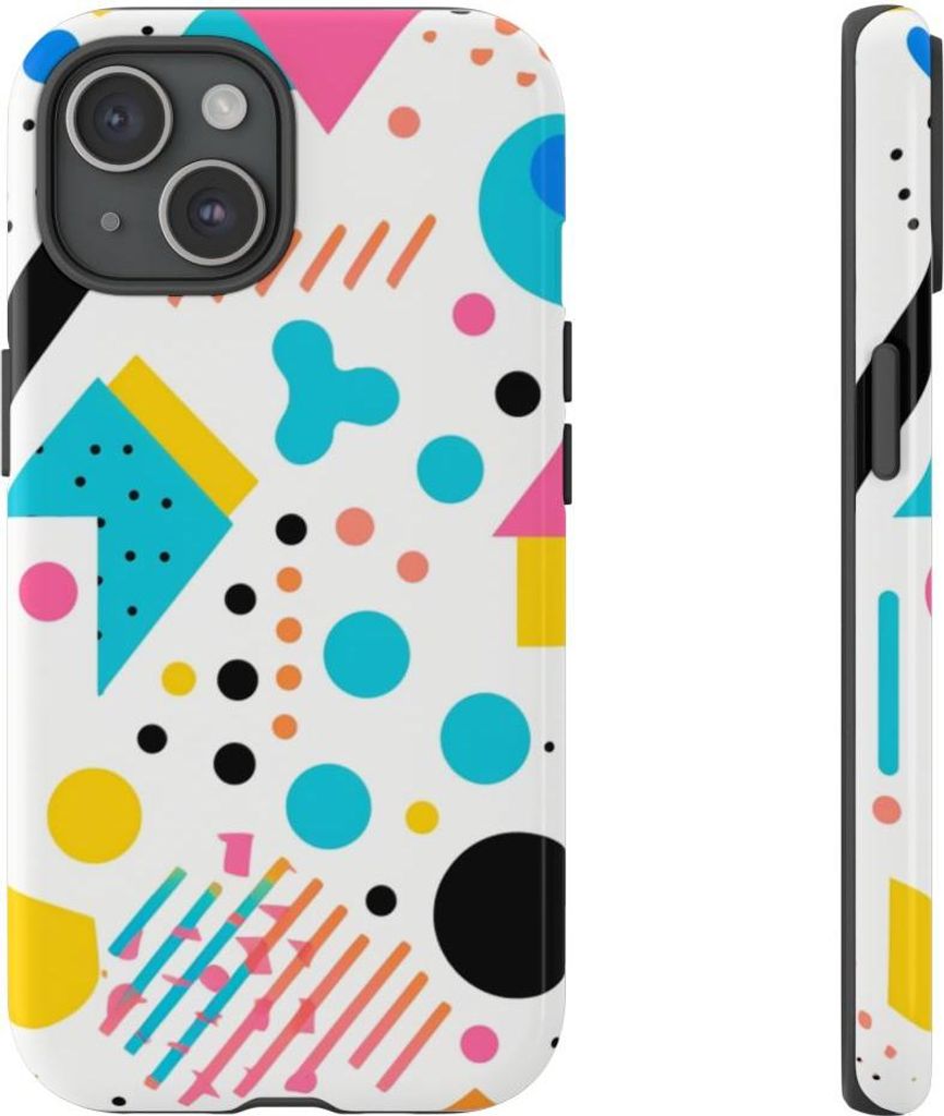Buntes Memphis-Design mit geometrischem Muster – Hülle Kompatibel mit iPhone 15