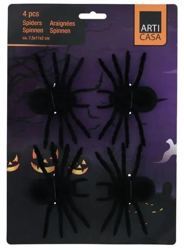 Araignées d'Halloween lot de 4 pour décoration de table et buffet fête