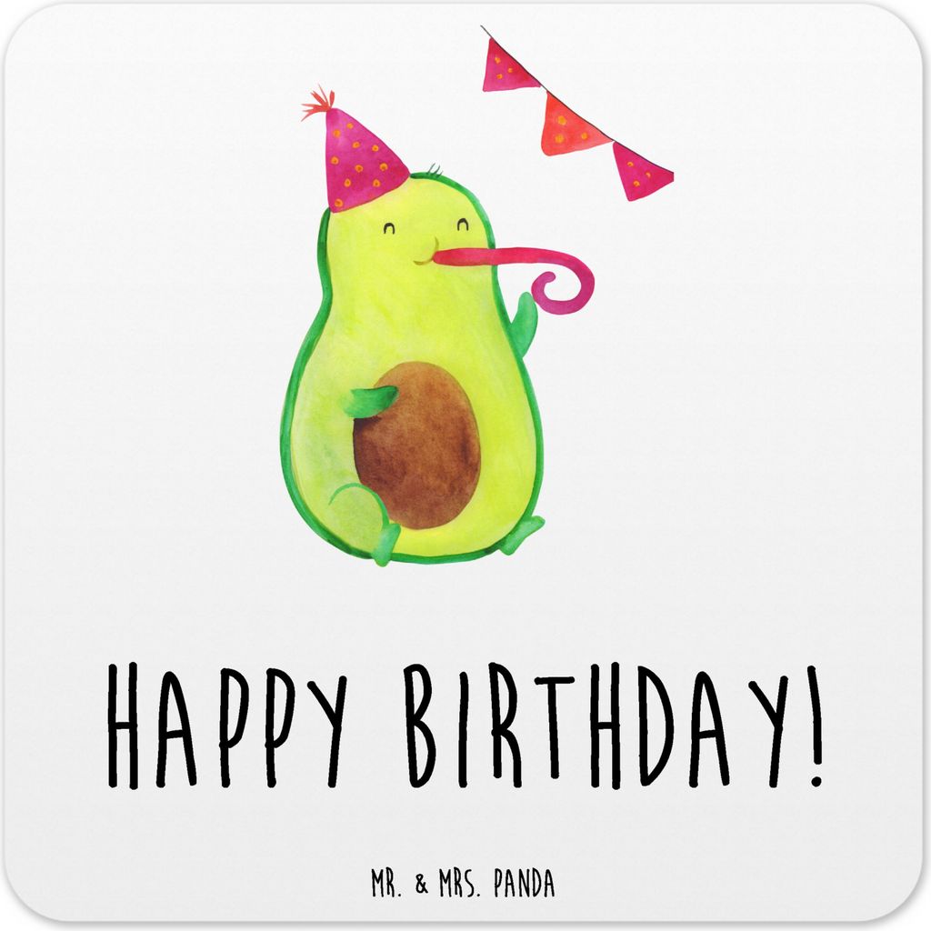 Mr. & Mrs. Panda Untersetzer für Gläser Avocado Geburtstag 10er Set - Weiß - Geschenk, Alles Gute, Coaster, Getränke-Untersetzer, Glas-Unterset...