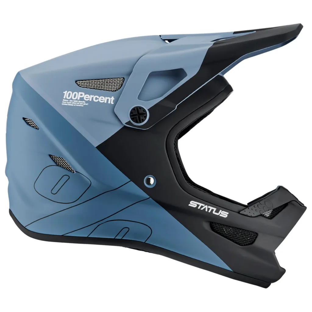 Casque Intégral VTT 100% Status Bleu Acier XL avec Visière Ajustable