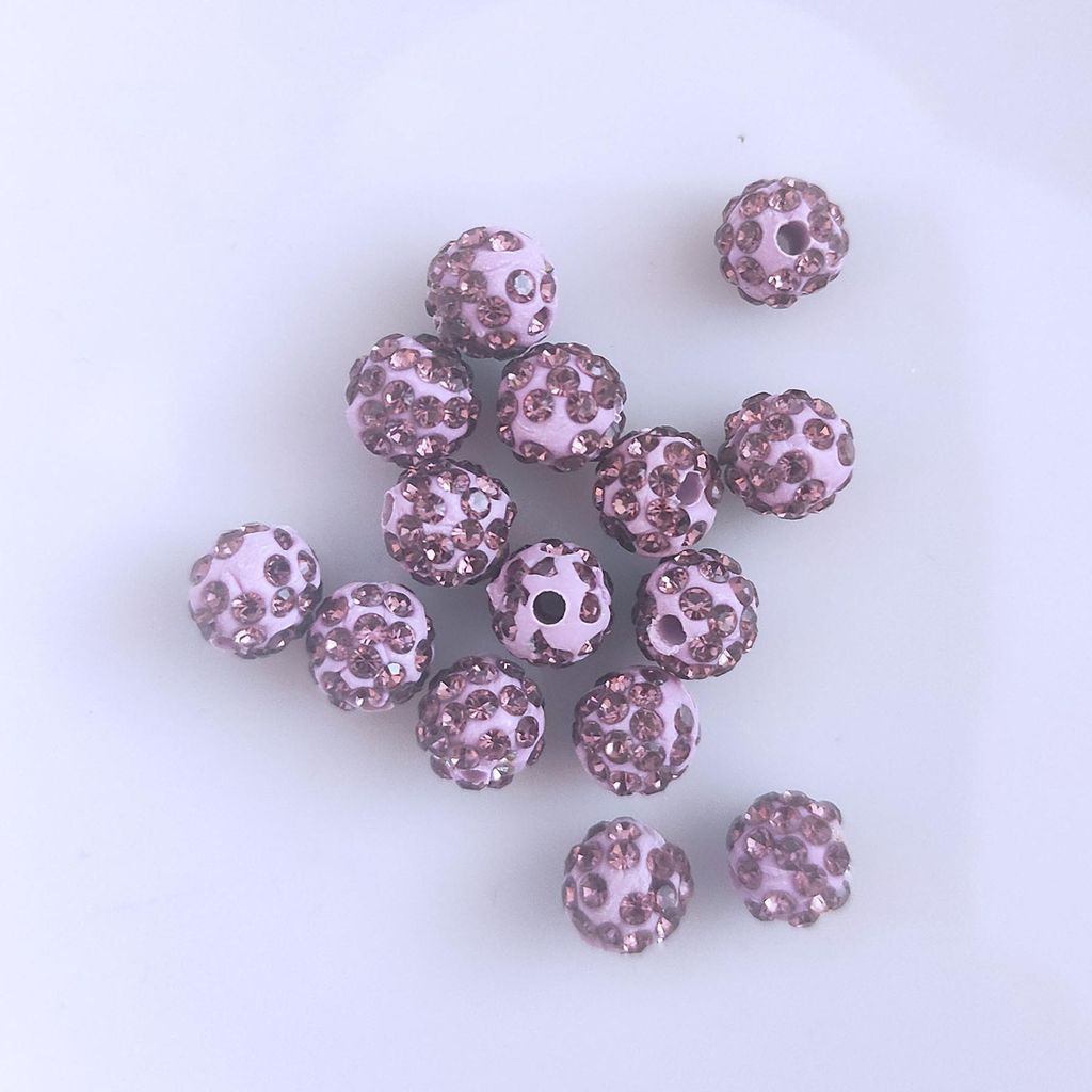 Shamballa Perlen, glitzer, 8 mm, 15 Stück, Lila Produktbild 