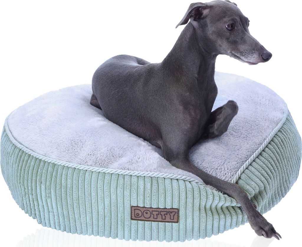 Kuscheliges Plüschbett Hundebett Katzenbett DOTTY - weiches rundes PLÜSCH Kissen für kleine und mittelgroße Hunde und Katzen Schlafplatz Größ...