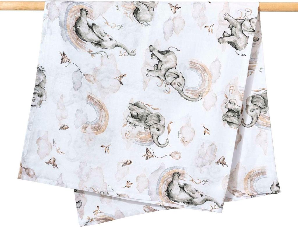 Musselin Mullwindeln – Wickeldecke 120 x 120 cm - Elephant'