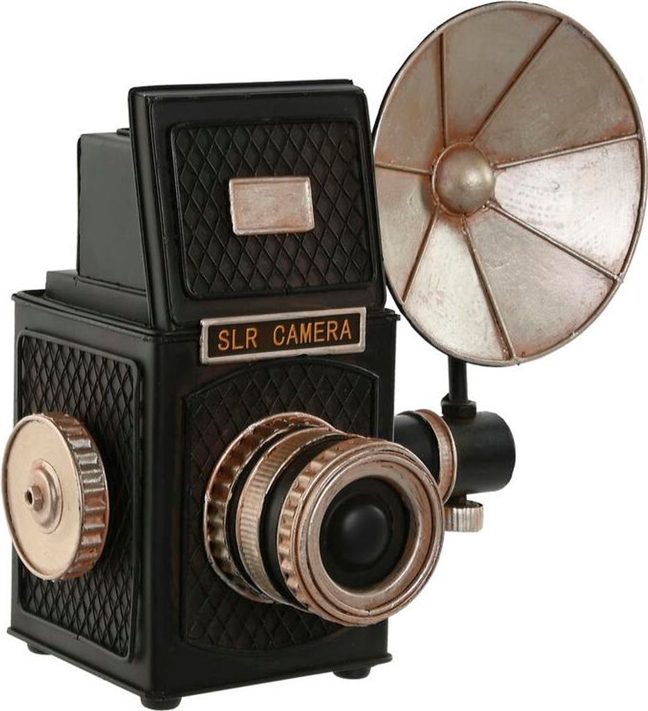 Deko-Figur Home ESPRIT Schwarz Silberfarben Kamera/Fotoapparat Vintage 26 x 16 x 24 cm