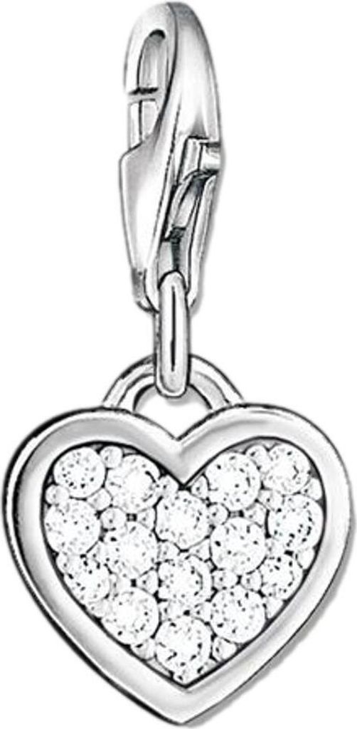 Thomas Sabo Anhänger Charm-Club Glitzerherz 925 Sterling Silber Zirkonia Weiß 0967-051-14