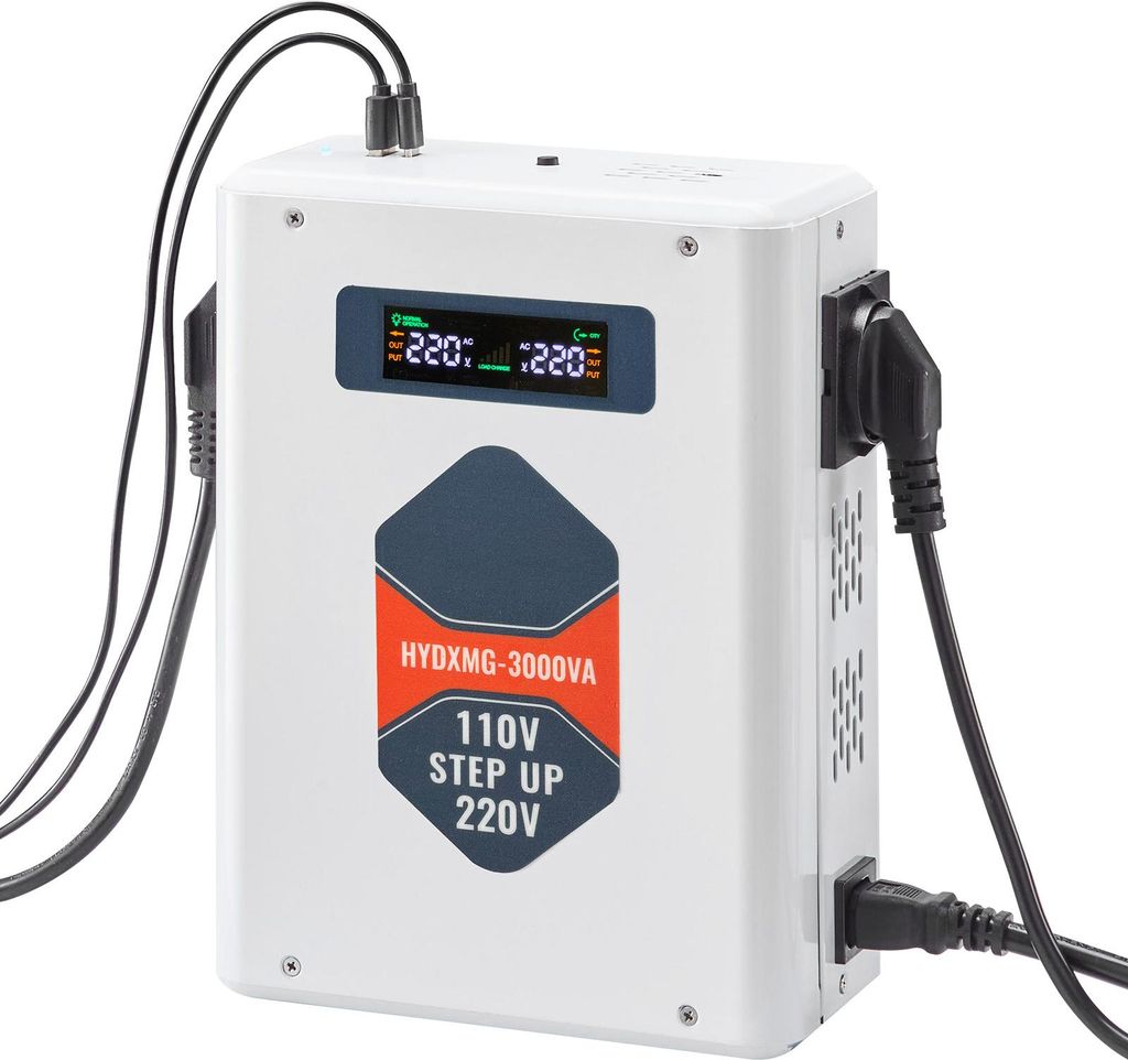 SucceBuy Spannungswandler 3000 VA, Leistungsstarker Transformator, 110 V auf 220 V, mit 2 EU-Steckdosen, USB-Port, LCD-Anzeige und Temperaturschutz...