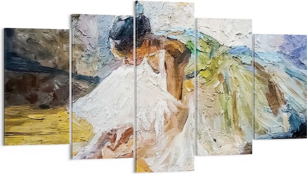 Bild auf Leinwand - Leinwandbild - 5 Teile - Ballerina Mädchen Öl - 160x85cm - Wand Bild - Wanddeko - Wandbilder - Leinwanddruck - Bilder - Wandd...