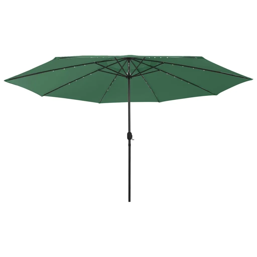 Parasol déporté avec éclairage LED 400 cm vert forêt pour grand jardin