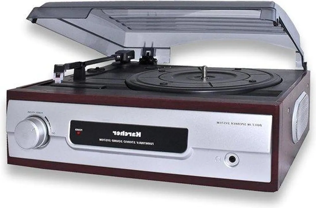 Platine vinyle argentée compacte : écoutez vos disques sans ampli externe