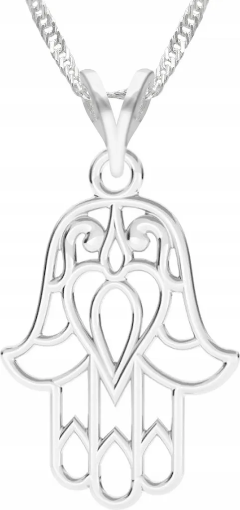 Collana d'argento "Mano della Provvidenza" con motivo a mano, simbolo di fede, argento 925