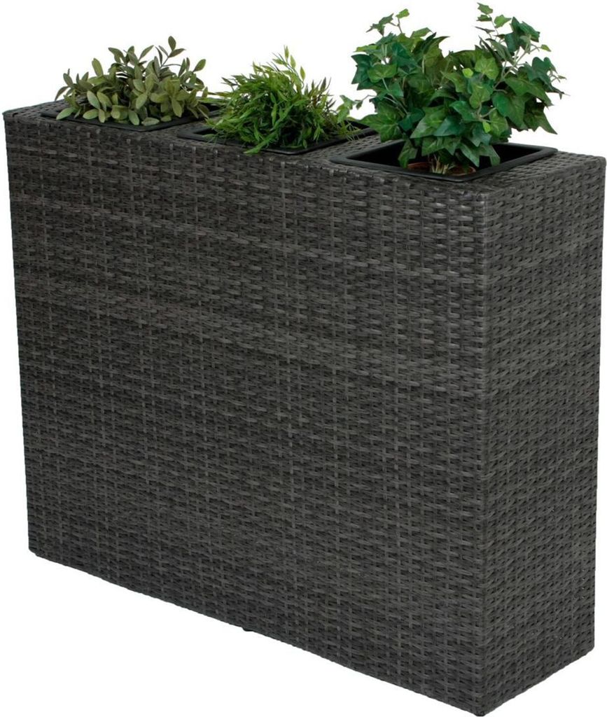 Rattan Raumteiler mit 3 Pflanztöpfen  H 80 x B 100 x T 30 Produktbild 