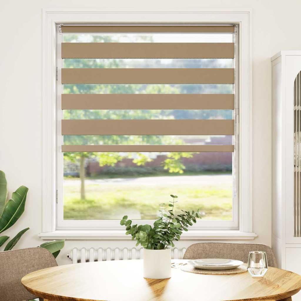 vidaXL Doppelrollo Sandbraun 110x150 cm Stoffbreite 105,9 cm Polyester