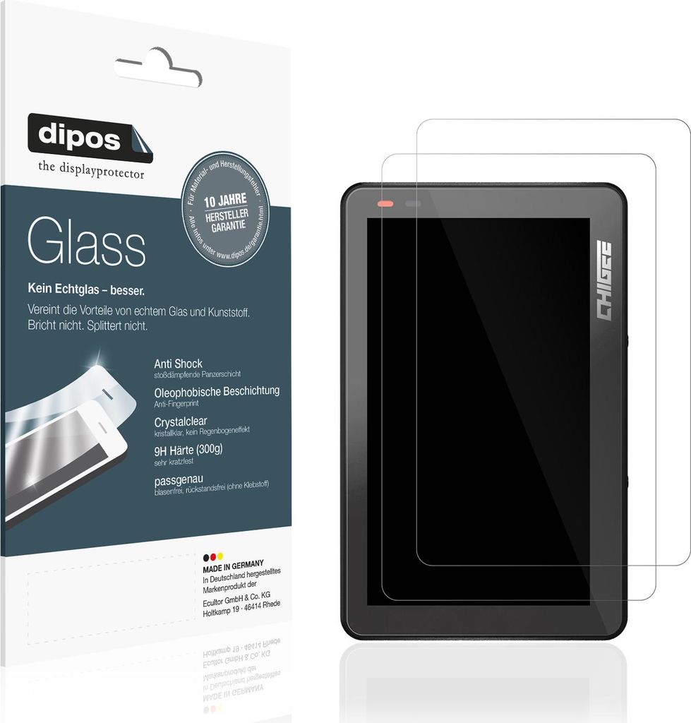 2x Schutzfolie für Chigee XR-3 - Anti-Shock 9H Folie dipos Glass Kunststoffglas