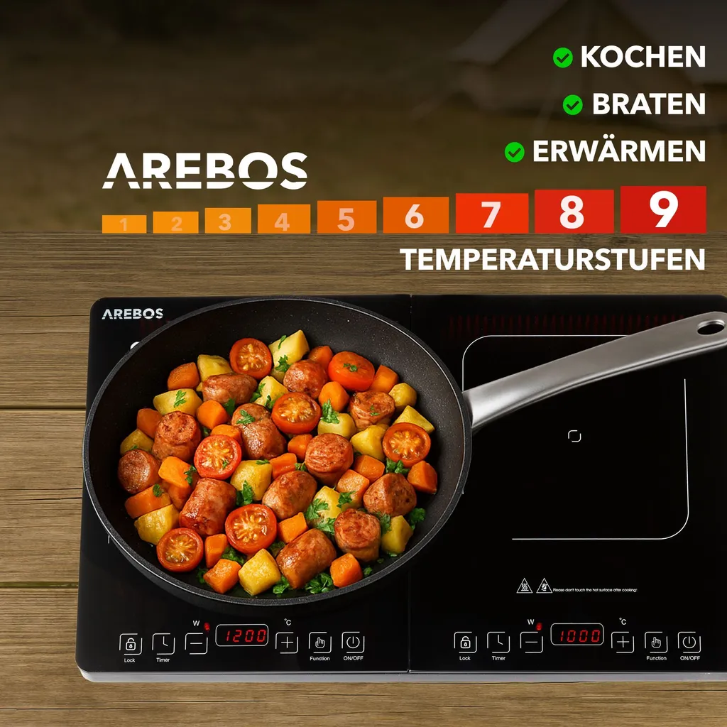 Plaque Induction Double Tactile 3500W Efficace - Design Slim et Timer - 4