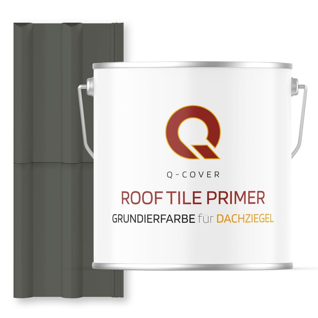 Grundierfarbe für Dachziegel Grüngrau RAL 7009 5 L | wetterfeste Dachbeschichtung | für Ziegel, Beton, Eternit | UV-beständig | Q-COVER