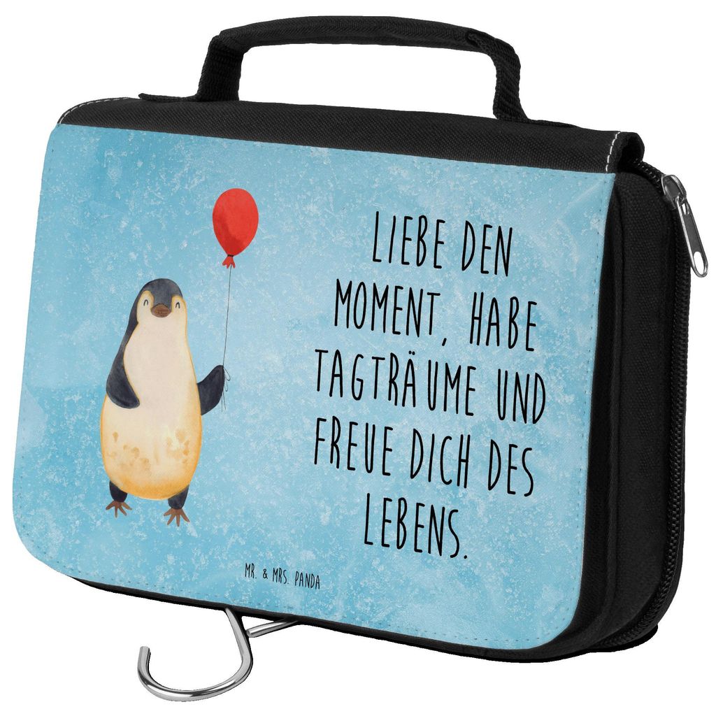 Mr. & Mrs. Panda badtasche Pinguin Luftballon - Eisblau - Geschenk, kulturtäschchen, Kulturtasche, hygienetasche, Tagträume, beautycase, Pinguine...