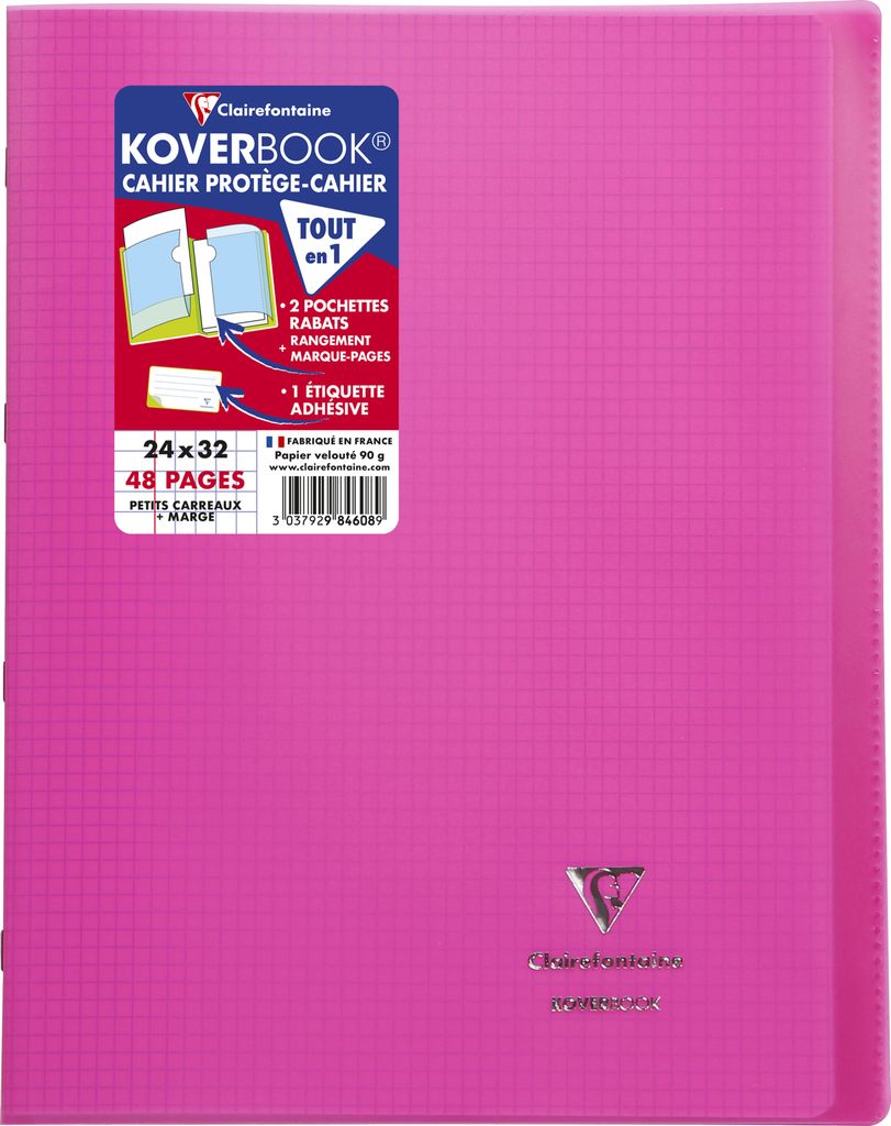 Clairefontaine 10x Koverbook, Heft 24x32cm, 24 Blatt 90g, kariert Rosa 984608C