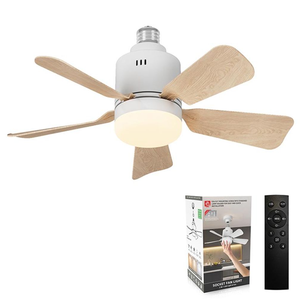 AIORBER LED Deckenventilator mit Beleuchtung Holz-Optik Dimmbar App Fernbedienung 6 Stufen Leise Deckenleuchte für Wohnzimmer Schlafzimmer Holz