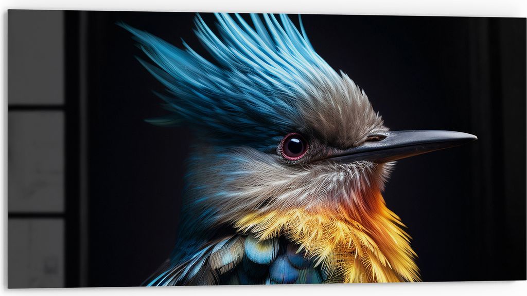 DEQORI Küchenrückwand Glas 80x40 cm 'Tropisches Gefieder' Spritzschutz Bad Rückwand Küche