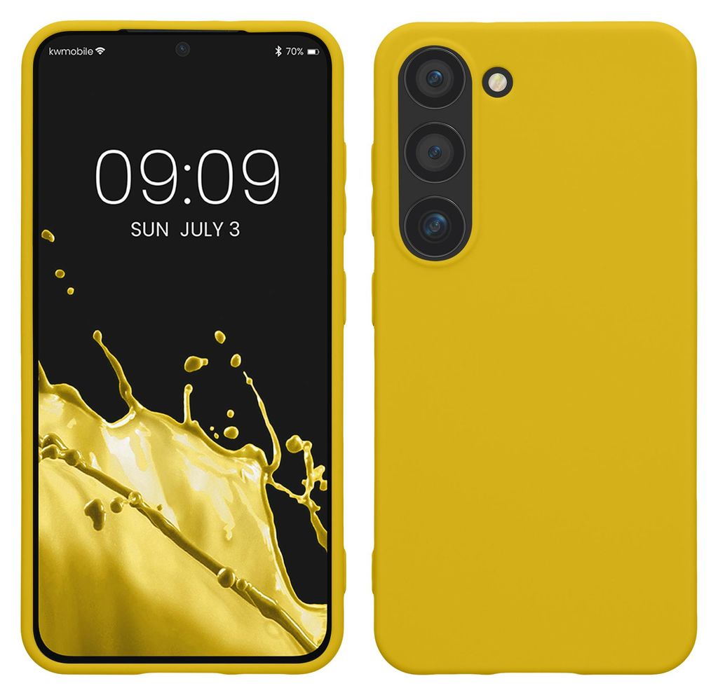 kwmobile Handyhülle für Samsung Galaxy S23 Hülle - TPU Case - Kabelloses Laden - Schutzhülle Cover in Strahlend Gelb