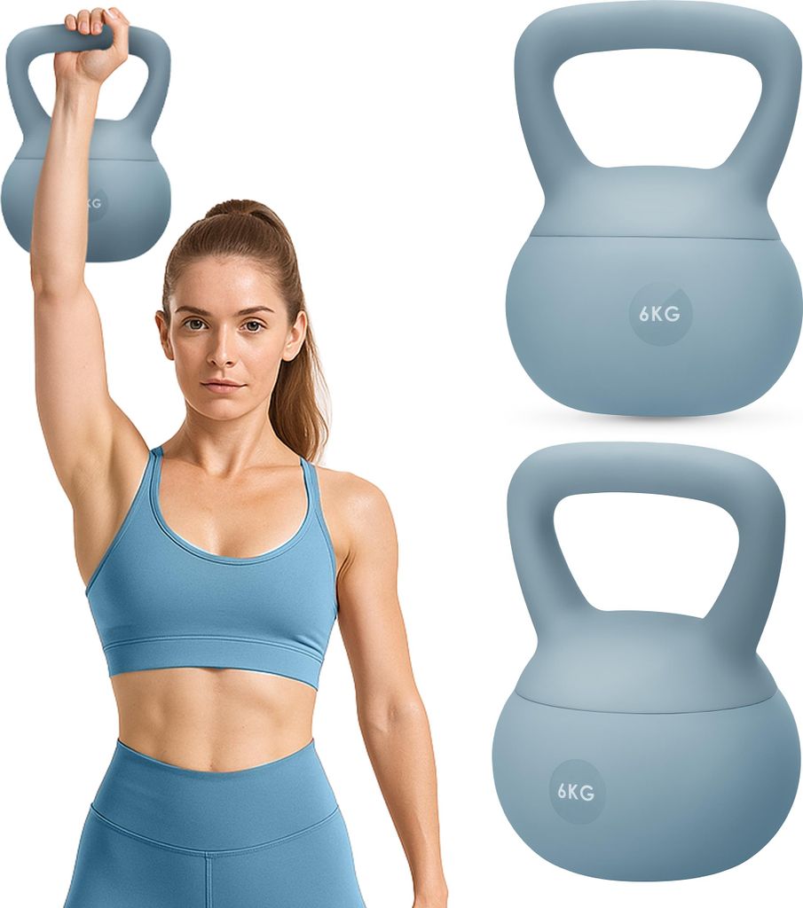 Gymtek Weiche Kettlebell Hantel - 6kg Gewicht - Kugelhantel, Schwunghantel, Kugelgewicht für Home Gym, Fitness, Pilates, Krafttraining