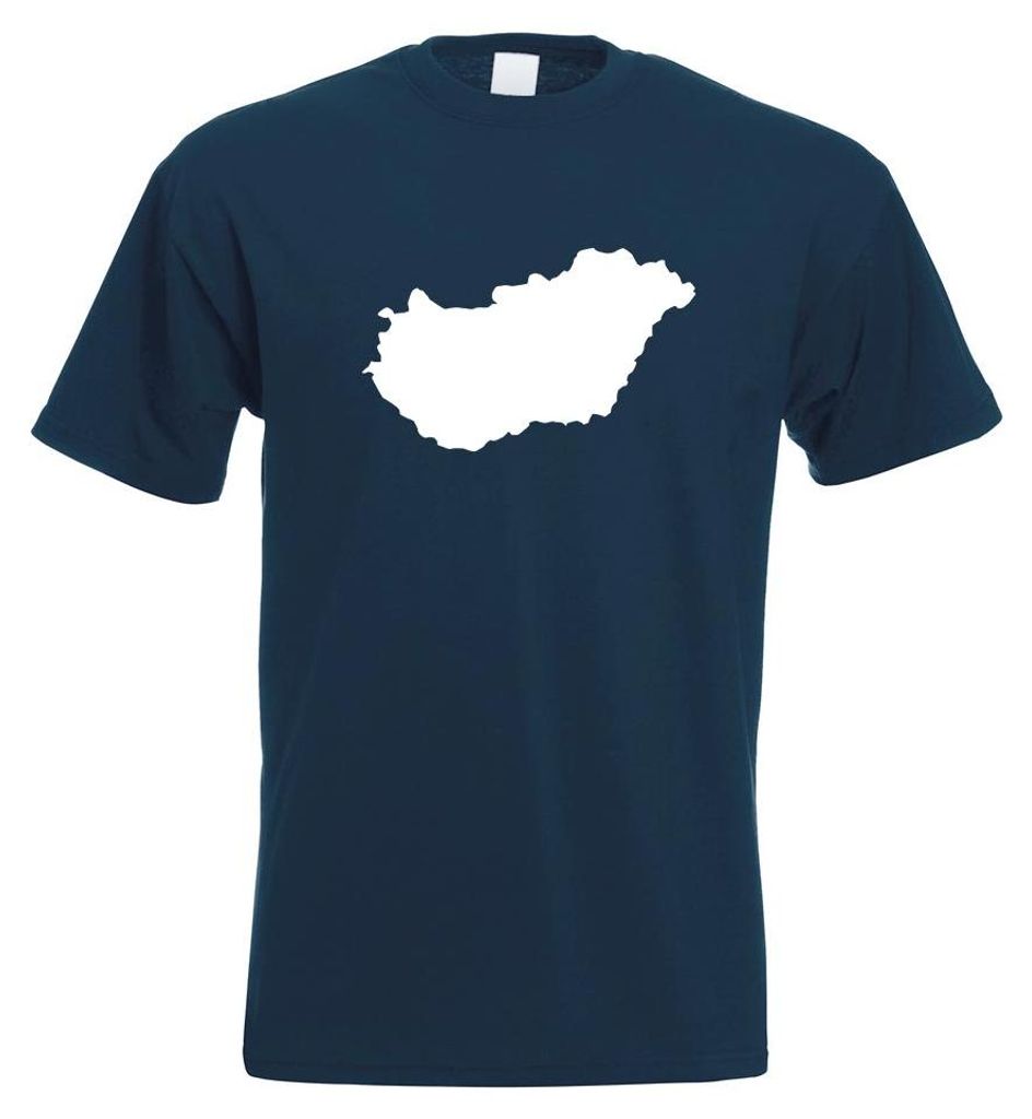 Kiwistar - T-Shirt - Navy - Ungarn Umriss Kontur Herren Funshirt Bedruckt Design Sprüche Spruch Motive - mit Motiv Bedruckt - Funshirt Design - Sp...