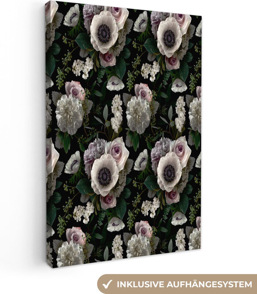 OneMillionCanvasses - Leinwandbilder - 90x140 cm, Blumen - Anemone - Rosa, Wandbilder Kunstdruck Wanddekoration - Wandschmucke - Schlafzimmer