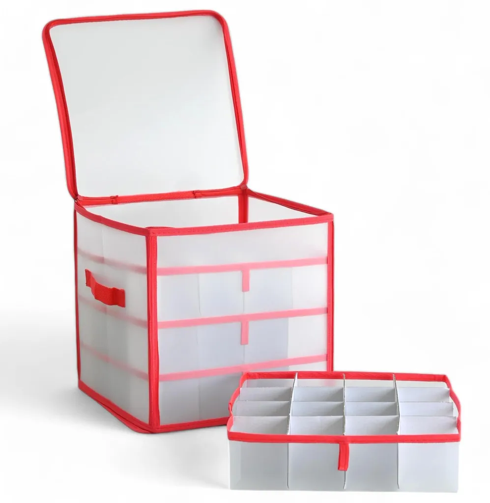 Organisateur de boules de Noël et grand sac de tri transparent