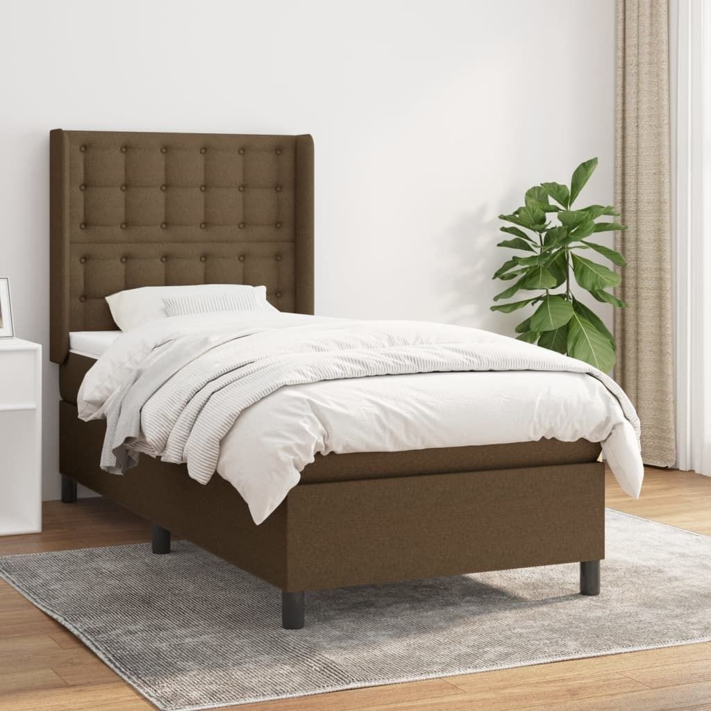 The Living Store Boxspringbett mit Matratze Dunkelbraun 90x200 cm Stoff