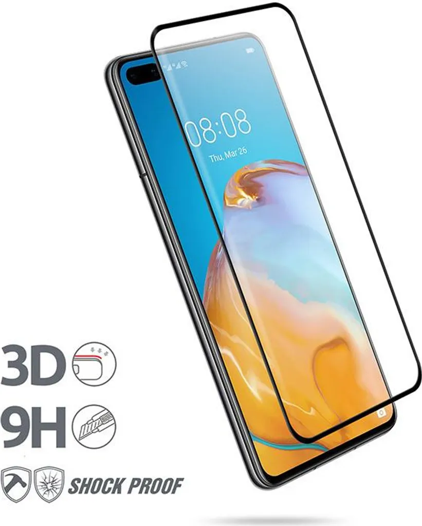 Crong 3D Armour Glass 9H Huawei P40 con Telaio - Vetro Temperato Pieno