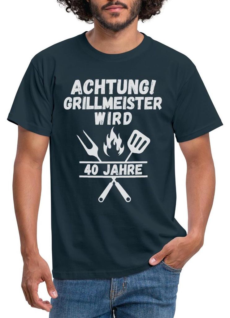 Spreadshirt 40. Geburtstag | Grillmeister Männer T-Shirt, L, Navy