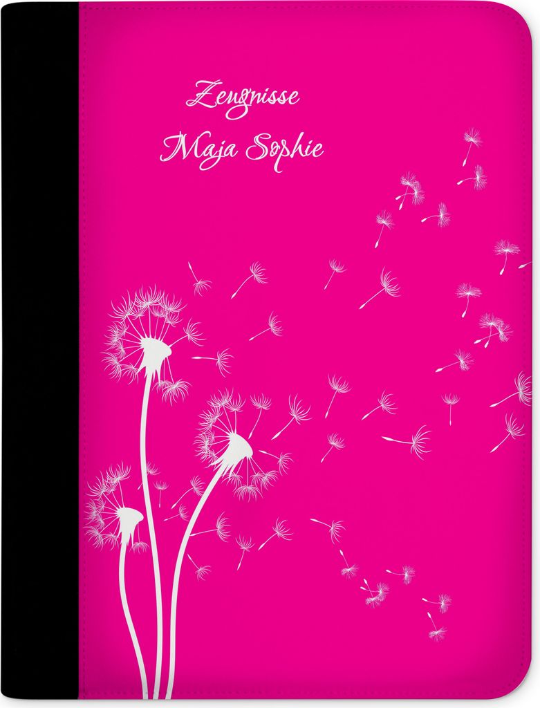 Zeugnismappe, Dokumentenmappe, Ordner A4, Pusteblume Pink