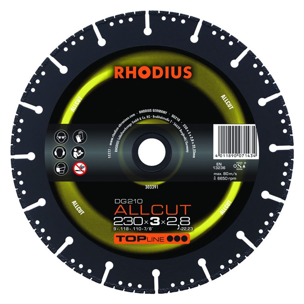 Rhodius 303391 DG 210 ALLCUT Diamond cutting disc Diameter Produktbild 