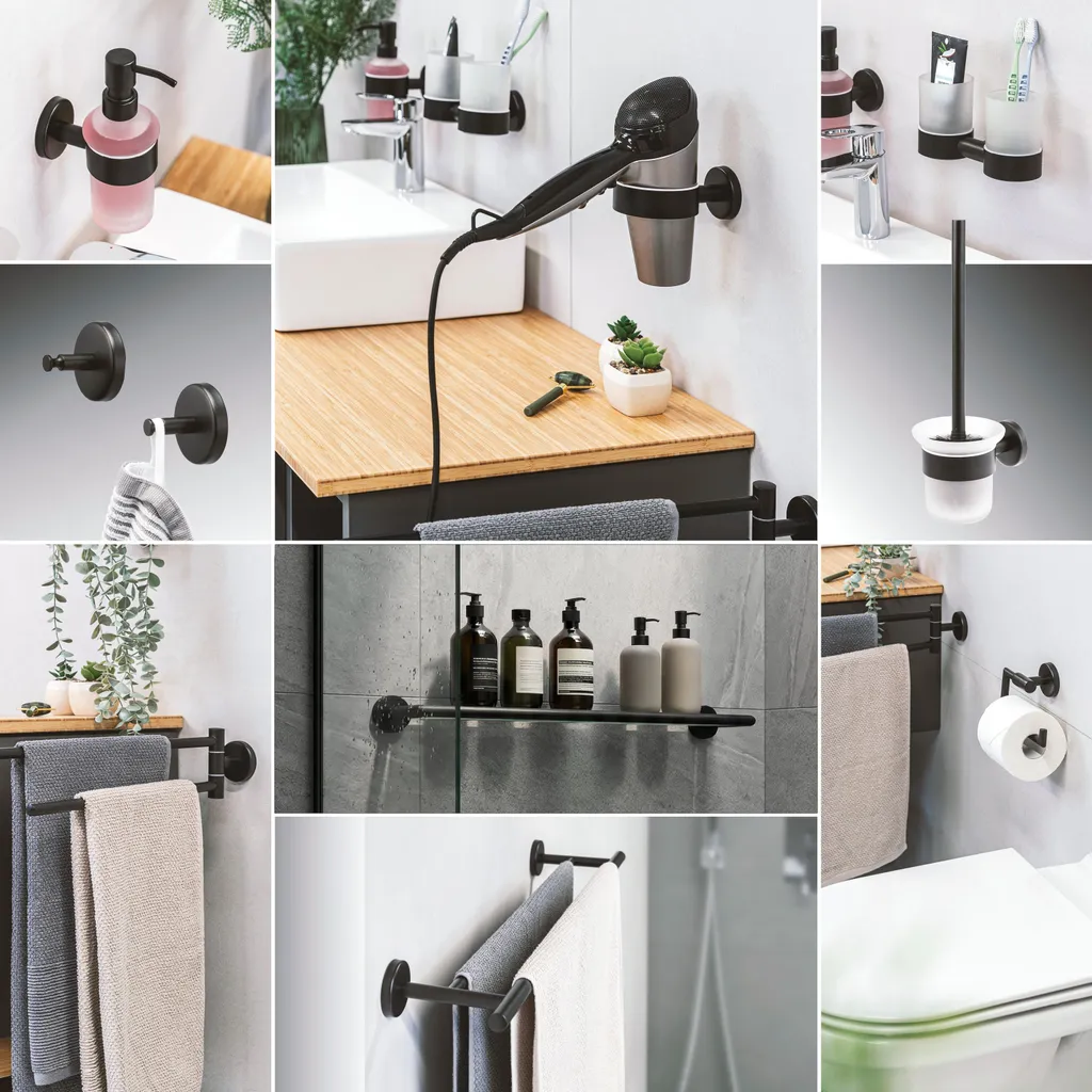 Portarotolo Bagno Nero Opaco bremermann PIAZZA BLACK - Qualità 18/10 - 9