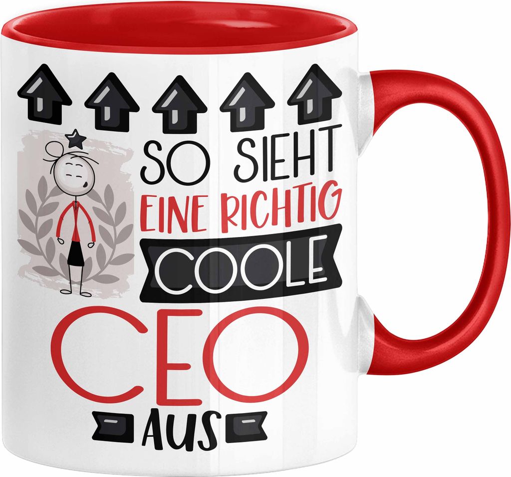 CEO Geschenk Tasse Lustig Geschenkidee für CEO Geburtstag So Sieht Eine Richtig Coole CEO Aus Frauen Spruch (Rot)
