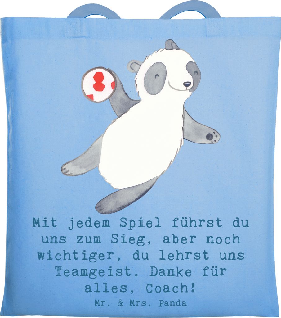 Mr. & Mrs. Panda einkaufsshopper Handball Trainerin Dankeschön - Sky Blue - Geschenk, Büchertasche, Danksagung, Schultasche, wichtiger, Einkaufst...