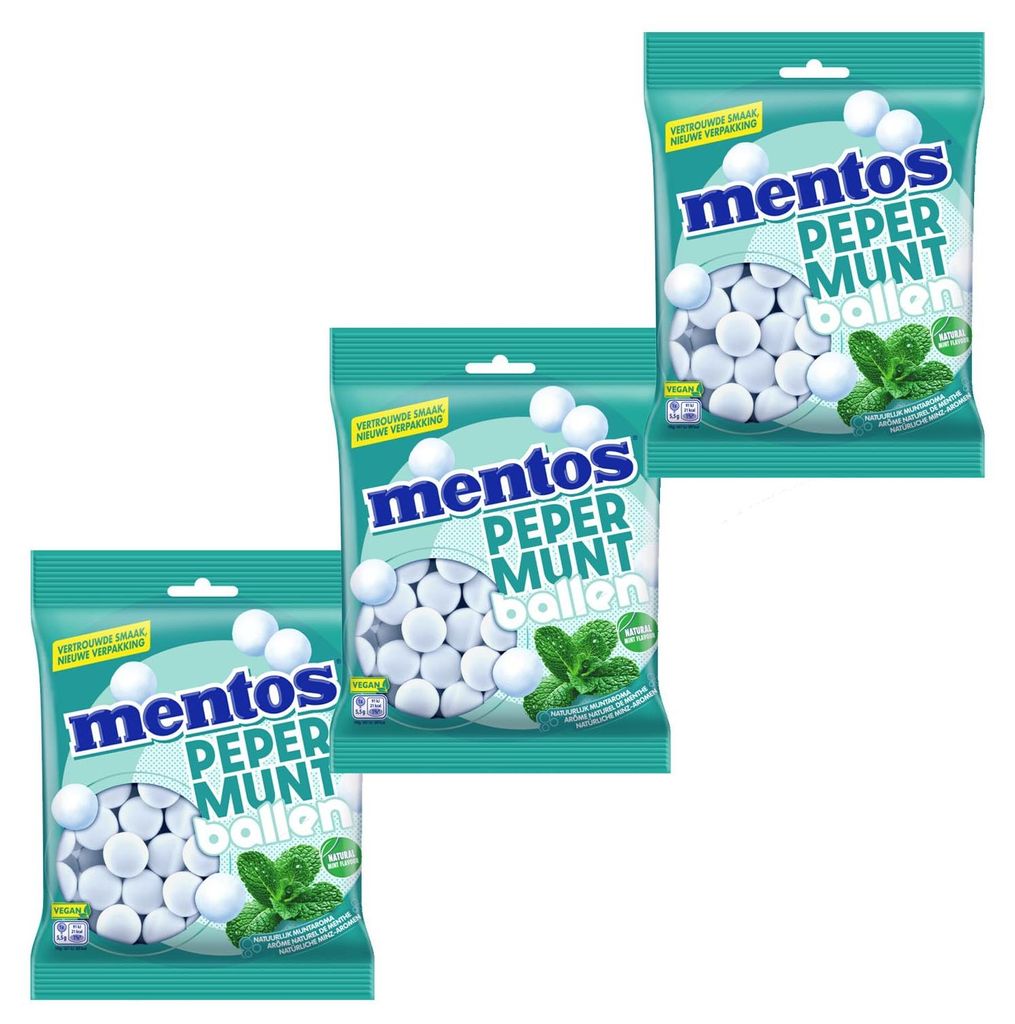 Mentos Pepermuntballen Pfefferminz Bälle Multipack 3x 220g Produktbild 