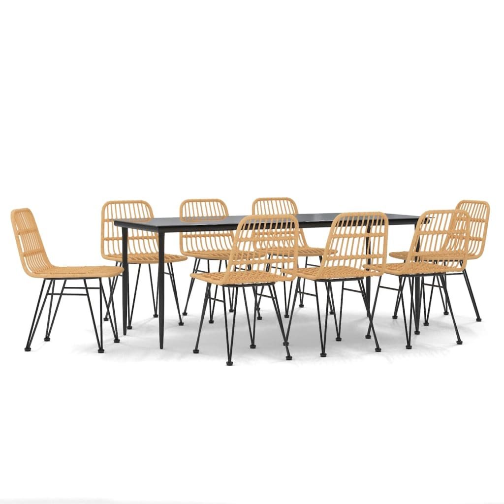 SYFAX 9-tlg. Garten-Essgruppe Poly Rattan