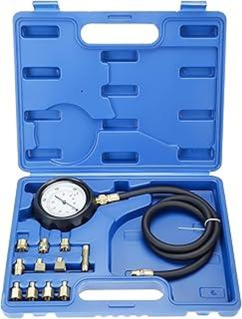 BOOMSTART 12-teiliges Öldruckprüfer Messgerät Prüfer 0-35 bar (0–500 psi) Öldrucktester Werkzeug Motor Öldruck Tester mit Adaptern Benzinmo...