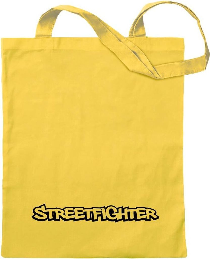 Kiwistar - Baumwolltasche - gelb - Streetfighter Motiv 2 - Tragetasche Stoffbeutel Umhängetasche Langer Henkel