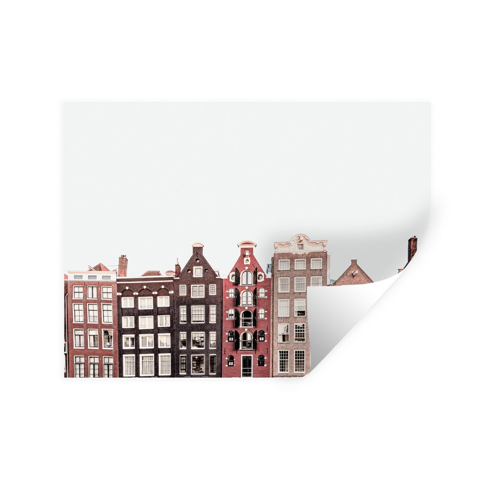 MuchoWow Wandtattoo Wandsticker Wandaufkleber Amsterdam - Architektur - Häuser - Straße 120x90 cm Selbstklebend und Repositionierbar - Aufkleber