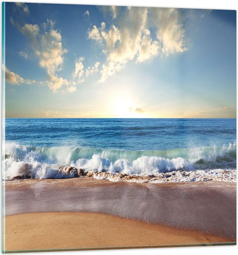 Bilder auf glas - Meer Ufer Wasser - 30x30cm - Glasbilder - Wandbilder - Kunstdruck - zum Aufhängen bereit - Wanddekoration aus Glas - Glas Bilder...