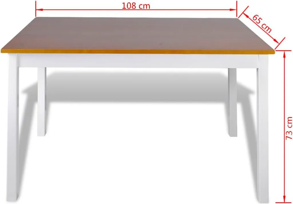 Ensemble de table à manger bicolore 5 pièces marron et blanc - 3