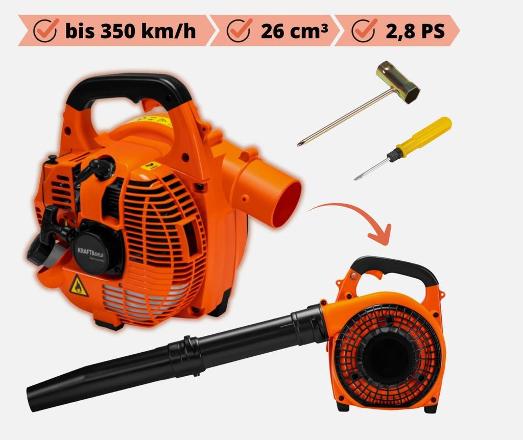 Laubbläser Benzin Laubgebläse Bläser Gebläse Handstart 26cm³ 2,8PS bis 350km/h
