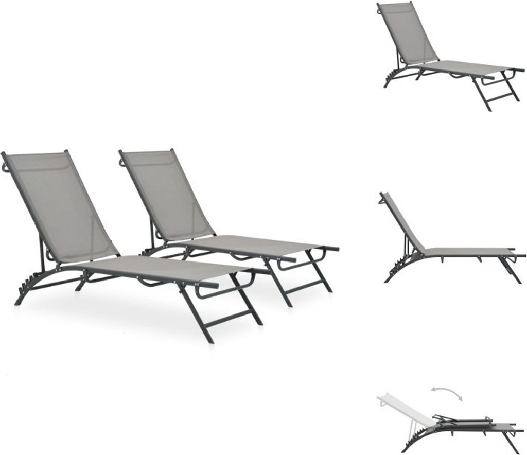 vidaXL Sonnenliegen 2 Stk. Textilene und Stahl - Sonnenliegen