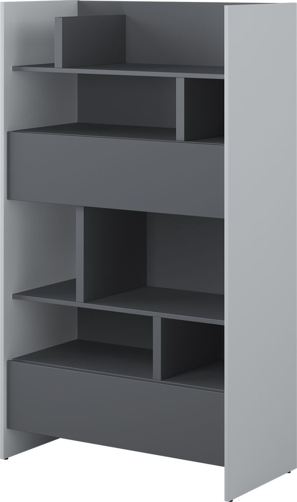 MEBLINI Wohnzimmerschrank für Schrankbett Bed Concept - Hochschrank mit Regalen, Fächern und Schubladen - BC-27 - Grau/Graphit