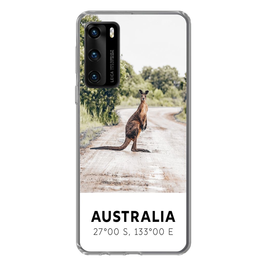 MuchoWow Handyhülle Schutzhülle Hülle für Huawei P40 Känguru - Australien - Tiere Silikon Softcase Handy Hülle - Handytasche