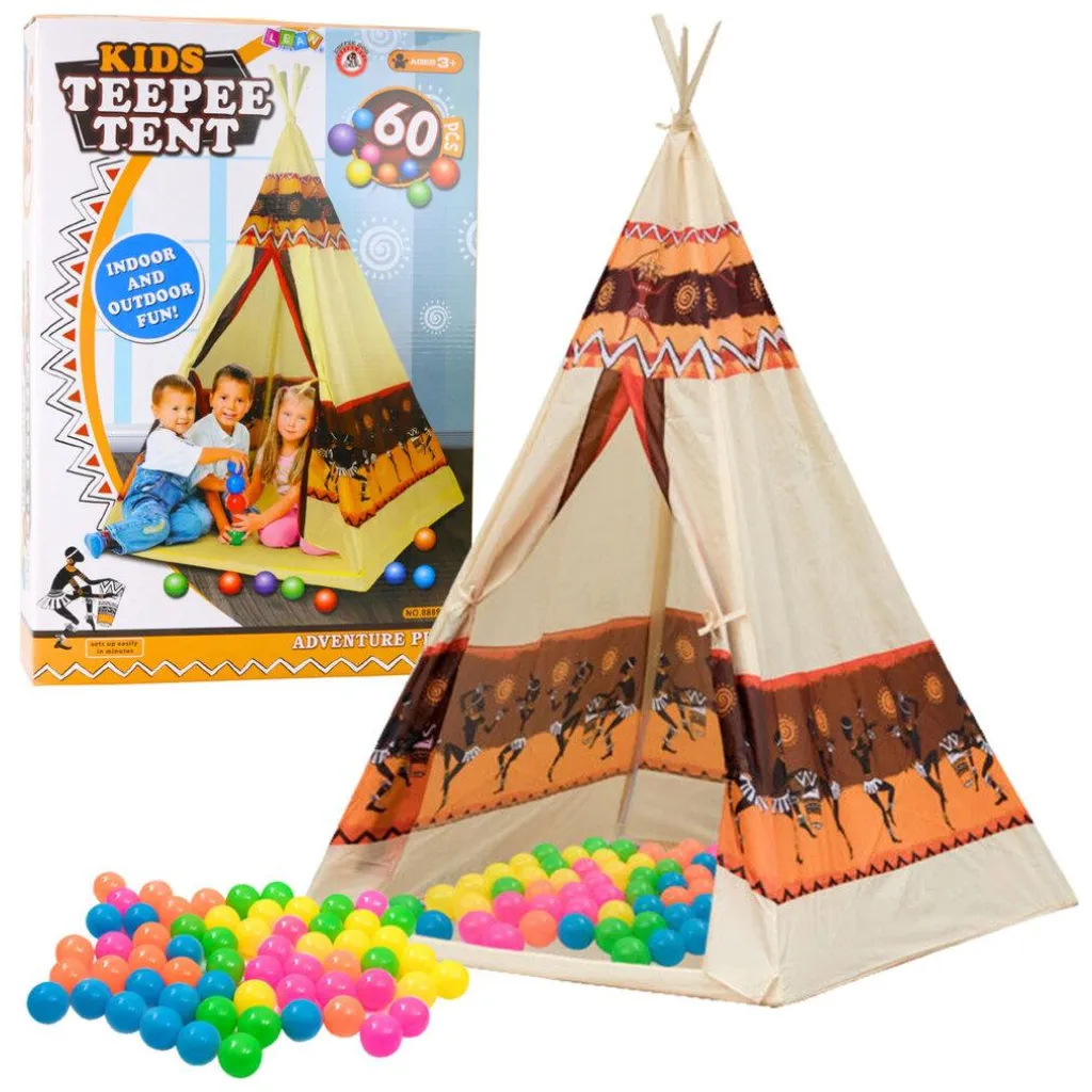 Tipi de Jeu Enfant 155 cm : Cabane Stable avec 60 Balles Anti-Écrasement