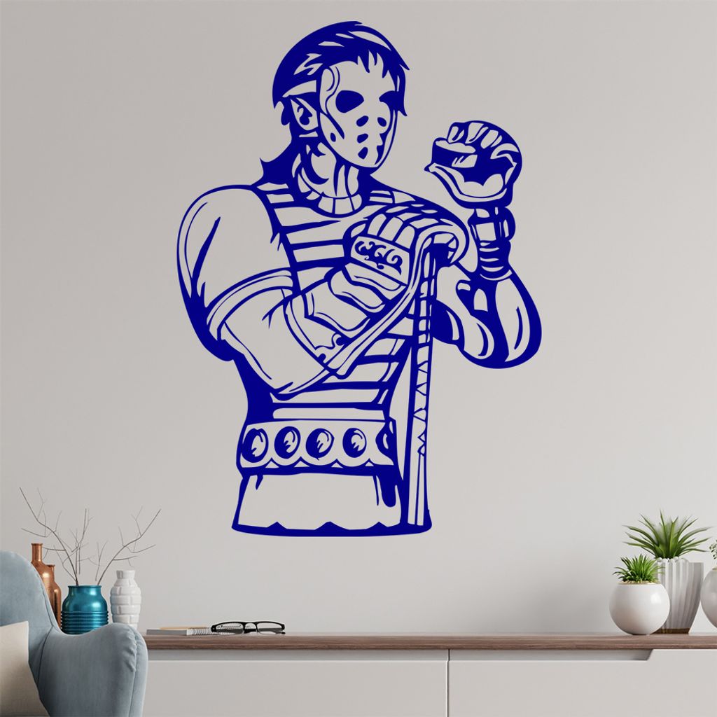 Eishockey Maske Wandtattoo in 6 Größen - Wandaufkleber Wall Sticker - Dekoration, Küche, Wohnzimmer, Schlafzimmer, Badezimmer